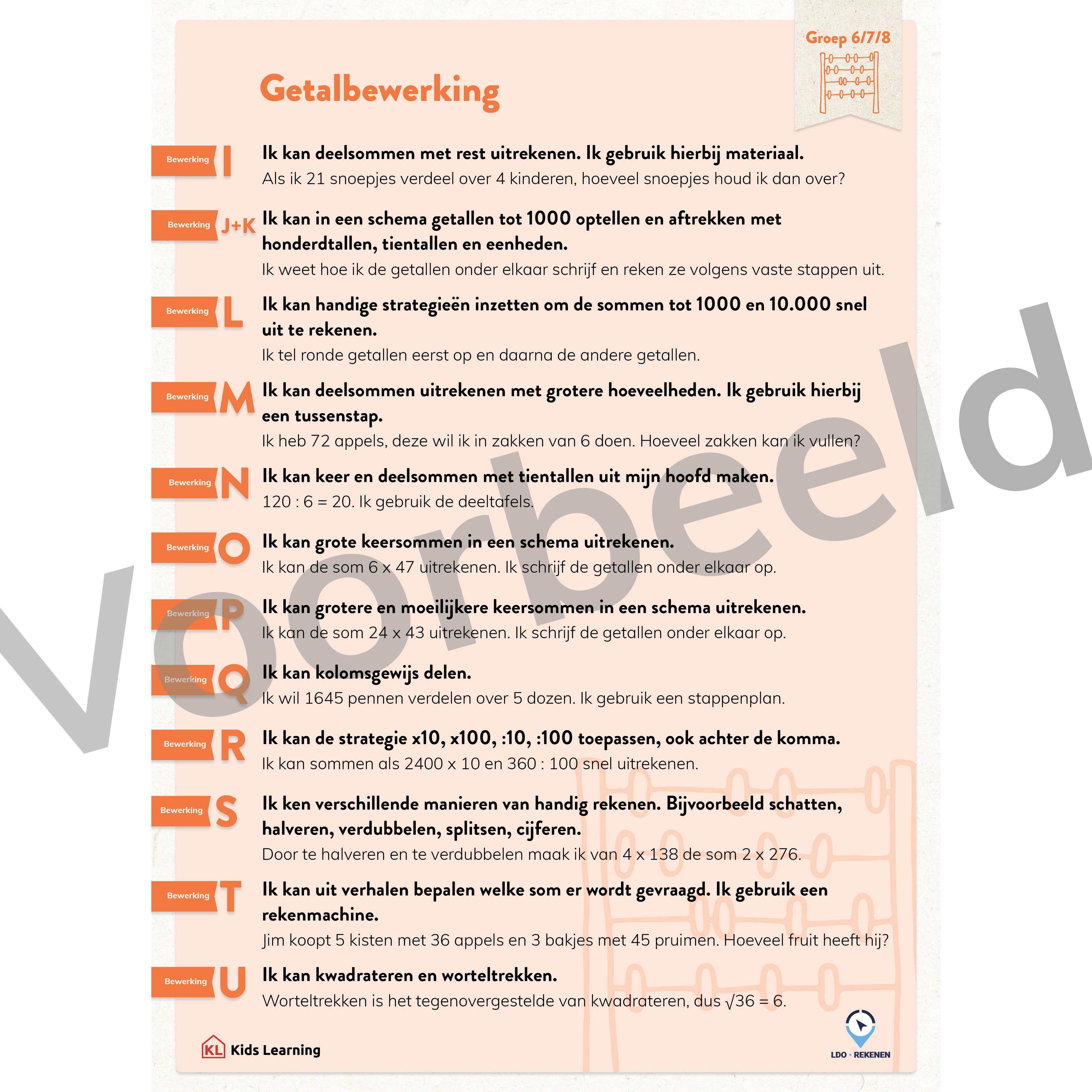LDO Rekenen - Doelenposters – 3de en 4de leerjaar