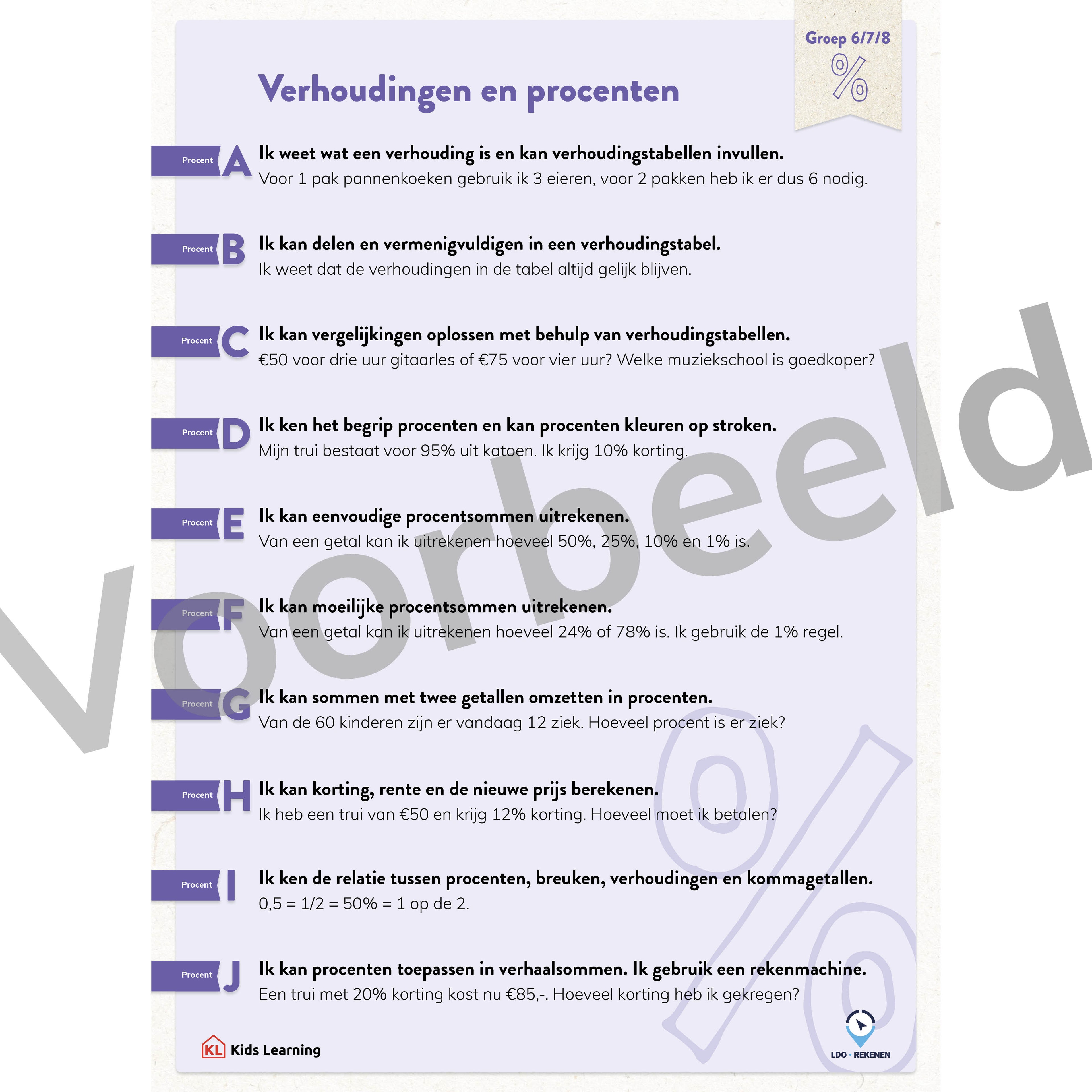 LDO Rekenen - Doelenposters – 3de en 4de leerjaar