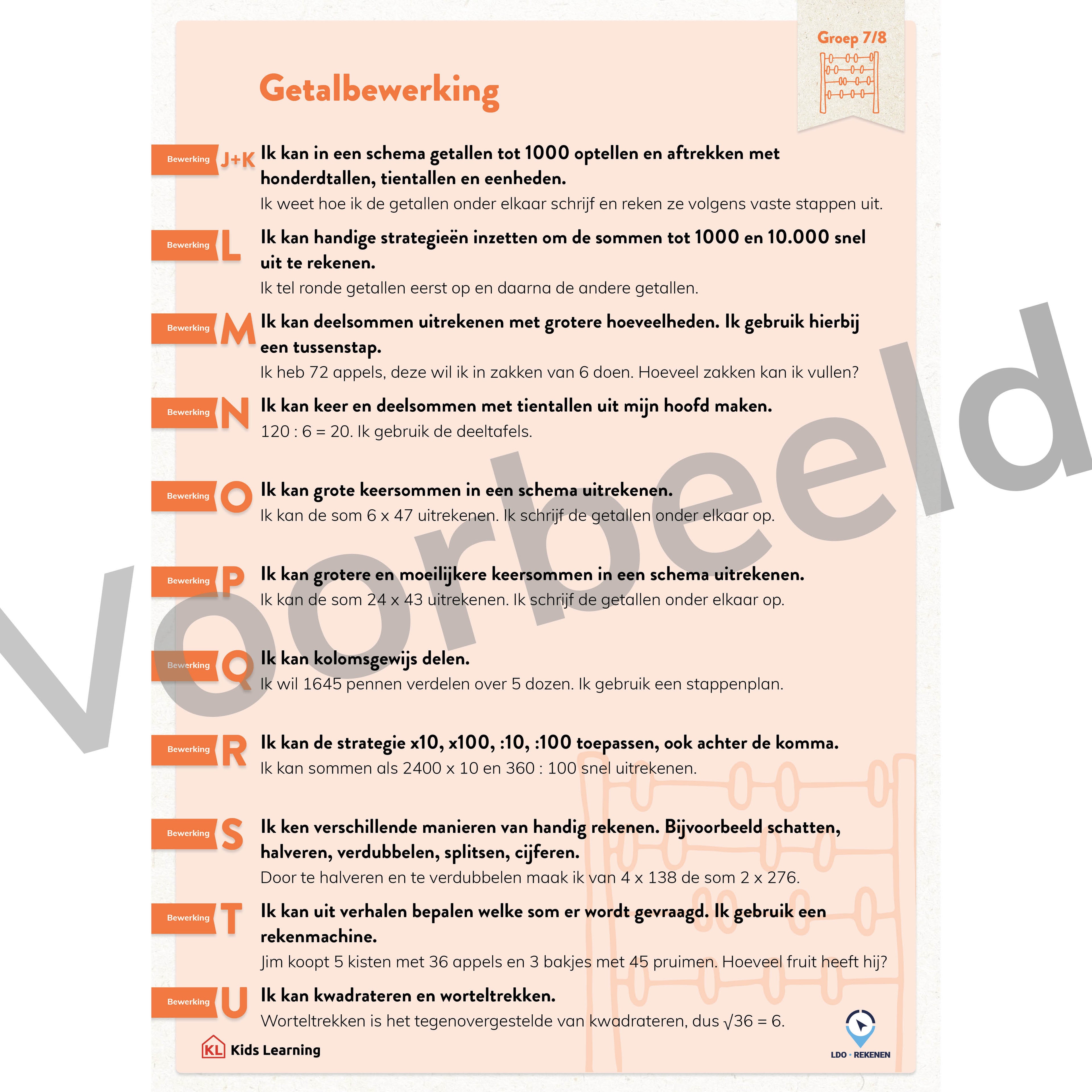 LDO Rekenen - Doelenposters – 4de, 5de, 6de leerjaar