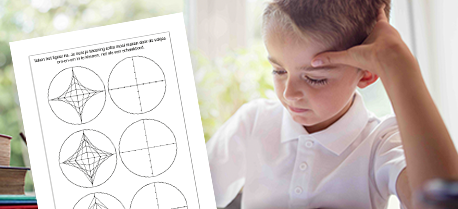voorbeeldblad voor concentratie met kind die denkt. 