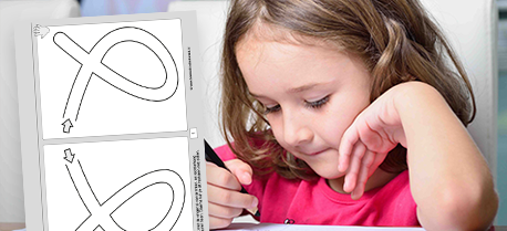 voorbeeldblad voor coordinatie - achtergrond kind die schrijft